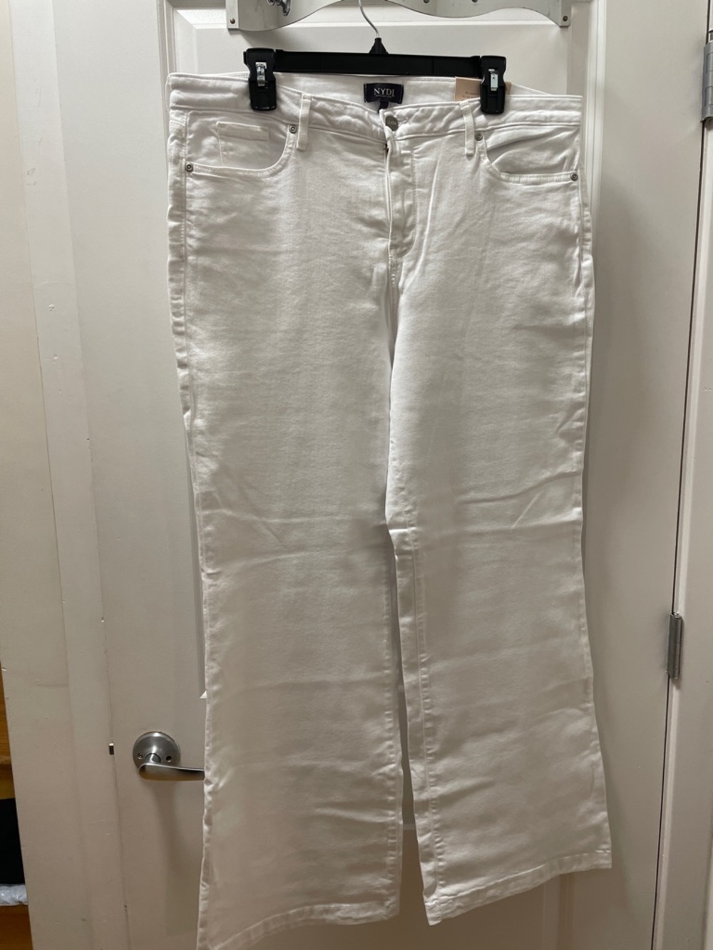 NYDJ White Wide-Leg High-Rise Jeans